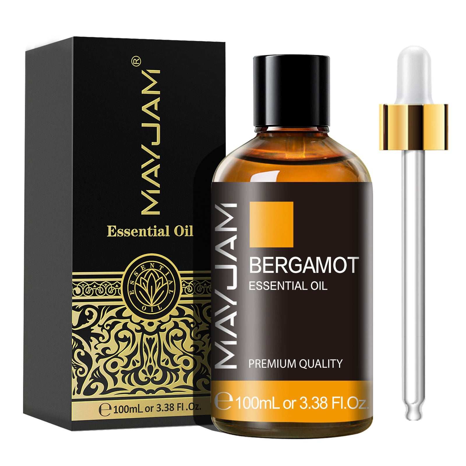 Bergamot Essential Oil 100ml | Natural Aromatherapy | Mayjam Basil - 100ml