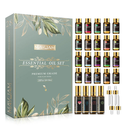 Premium Essential Oils Gift Box 28 Bottles | Aromatherapy Collection | Mayjam